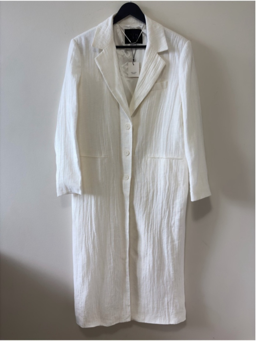 Zara Bloggers ZW Collection Linen Classic Long Frock Blazer Coat - Picture 6 of 13